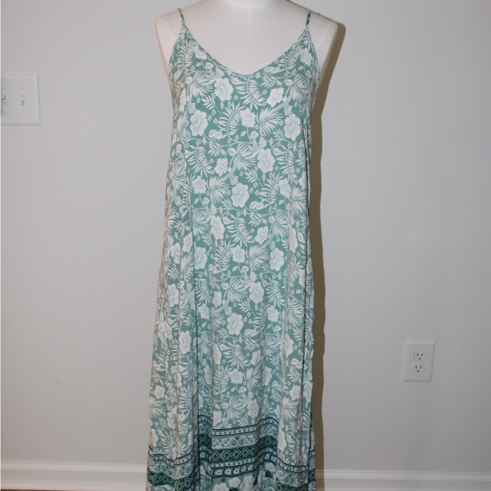SHEIN Curve Floral Dress in Teal and White